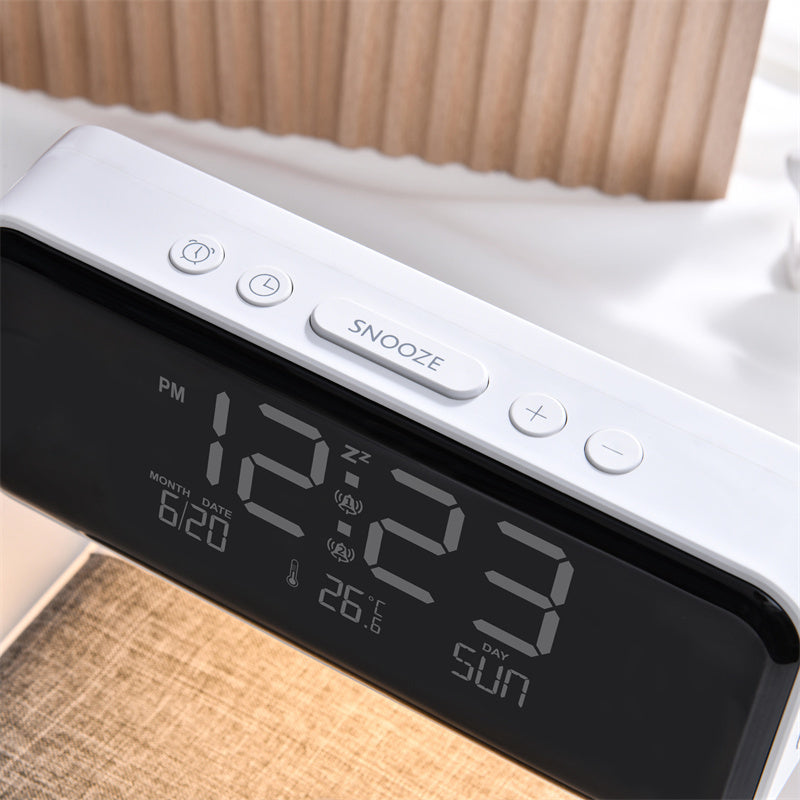 Creative 3 In 1 Bedside Lamp Wireless Charging LCD Screen Alarm Clock  Wireless Phone Charger nyaabs.com