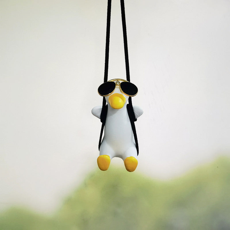 Car Pendant Cute Anime Little Duck Swing Auto Rearview Mirror Hanging Ornaments Interior Decoraction Accessories For Girls Gifts - Nyaabs