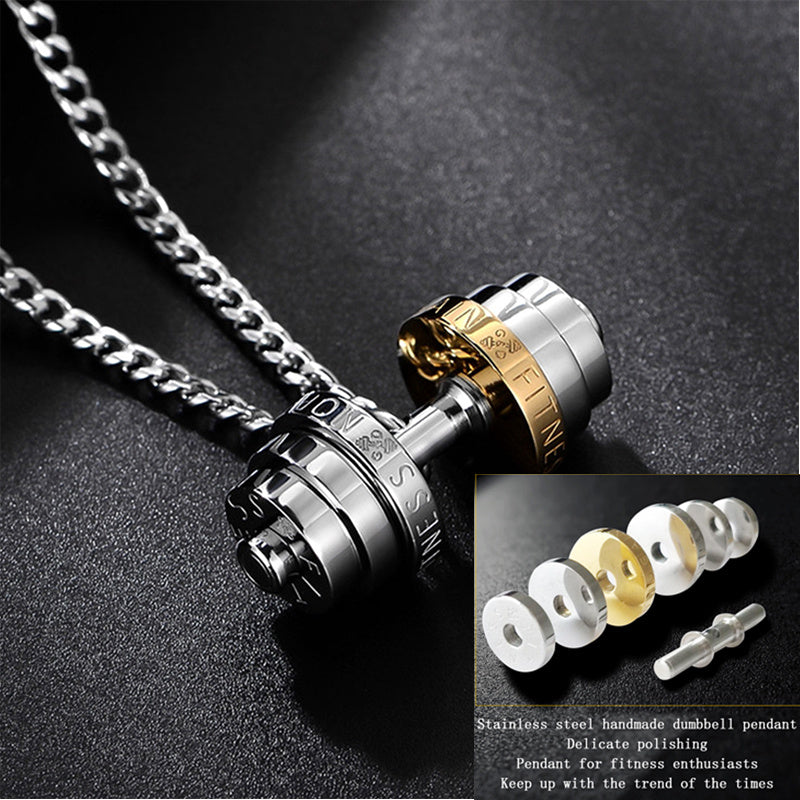 Stainless Steel Weights Gym Barbell Necklace Men - Nyaabs