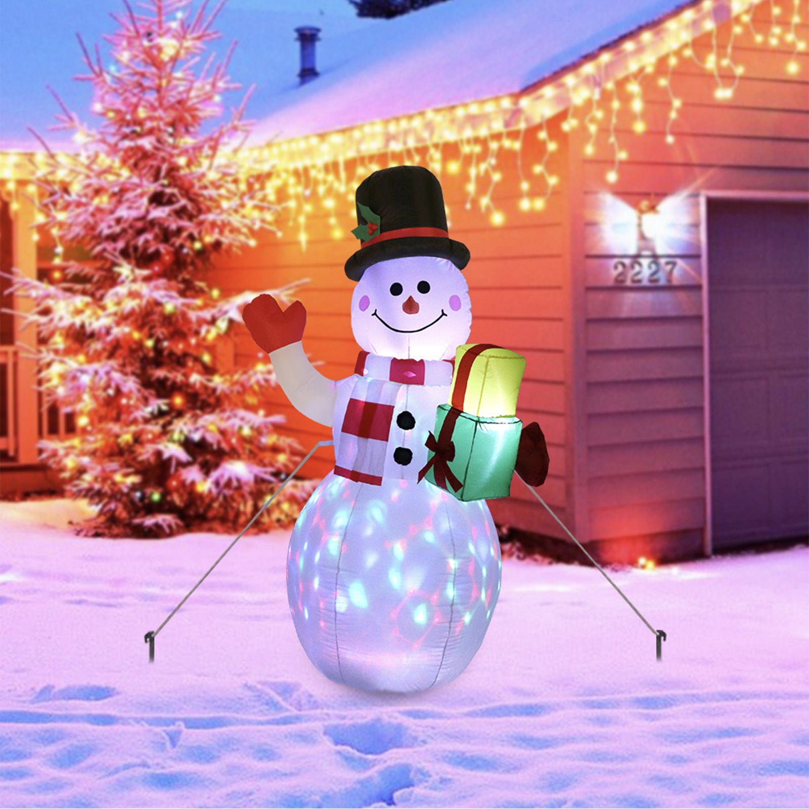 Christmas LED Lights Glowing Santa Tree Snowman Inflatable Doll Outdoor Yard Garden Decor - Nyaabs