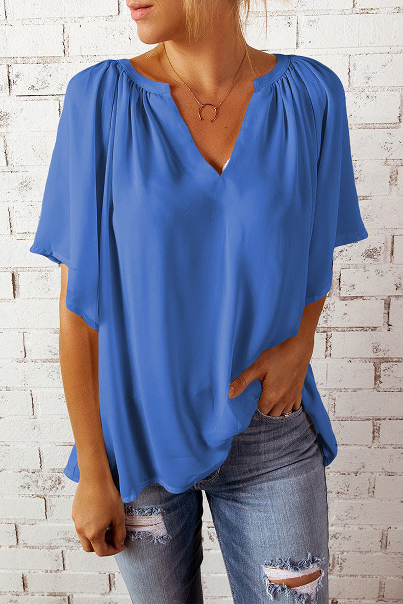 Loose Half Sleeve T-Shirt Pullover Top - Nyaabs