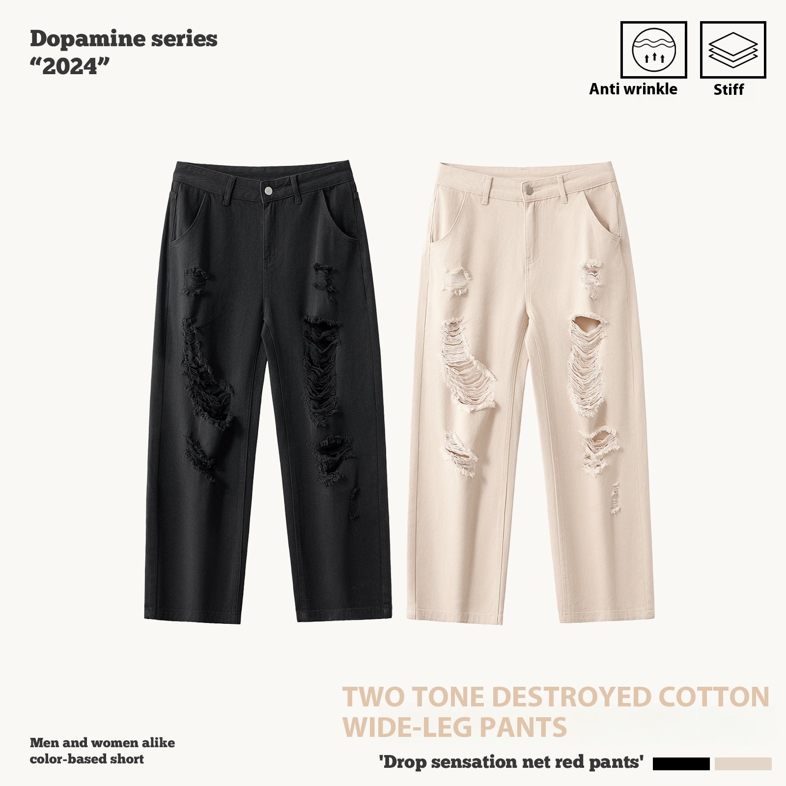 Zipper Ripped Casual Pants Men's Cotton Trousers - Nyaabs