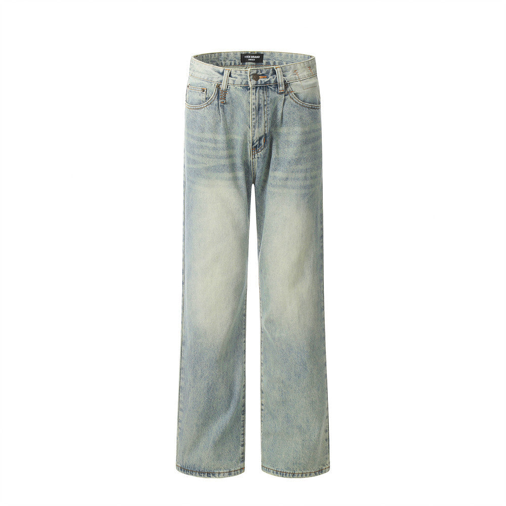 Retro Straight Jeans Men's Punk Distressed - Nyaabs