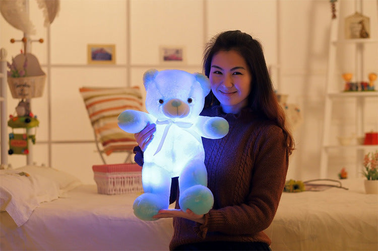 Creative Light Up LED Teddy Bear Stuffed Animals Plush Toy Colorful Glowing Christmas Gift For Kids Pillow - Nyaabs