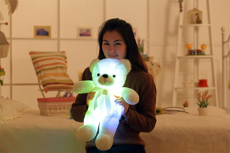 Creative Light Up LED Teddy Bear Stuffed Animals Plush Toy Colorful Glowing Christmas Gift For Kids Pillow - Nyaabs