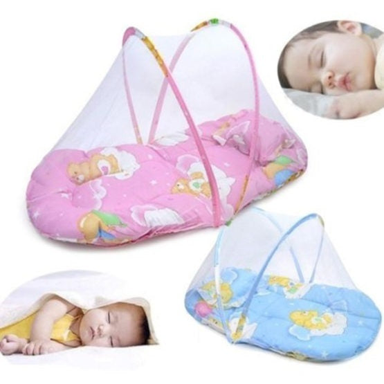 Portable Foldable Baby Kids Infant Bed Dot Zipper Mosquito Net Tent Sleeping Cushion - Nyaabs