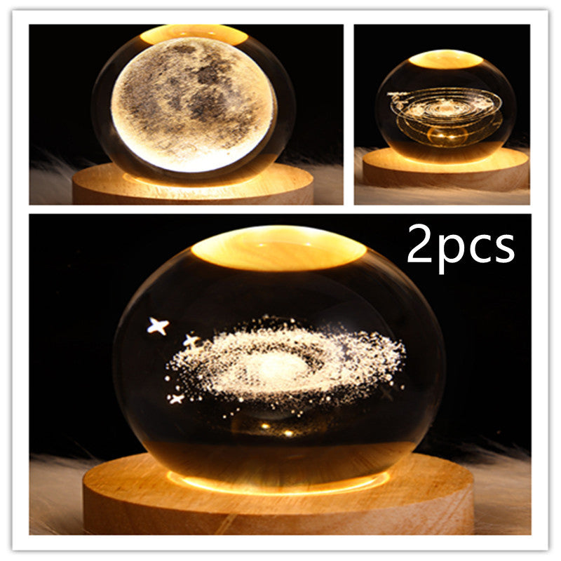 LED Night Light Galaxy Crystal Ball Table Lamp 3D Planet Moon Lamp Bedroom Home Decor For Kids Party Children Birthday Gifts nyaabs.com