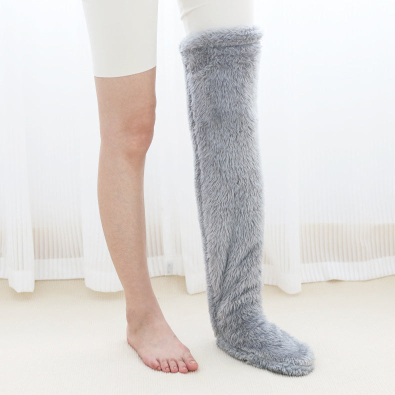 Over Knee High Fuzzy Long Socks Winter Warm Cold Leg Knee Joint Cold-proof Stockings Home Floor Sleeping Socks - Nyaabs