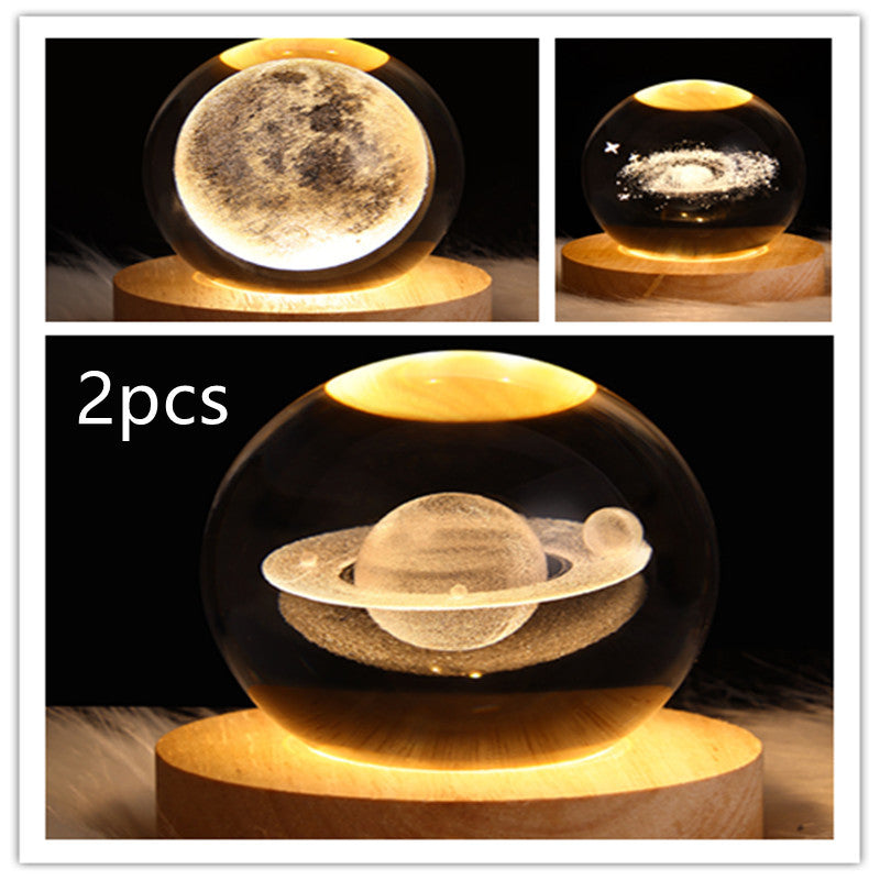 LED Night Light Galaxy Crystal Ball Table Lamp 3D Planet Moon Lamp Bedroom Home Decor For Kids Party Children Birthday Gifts nyaabs.com