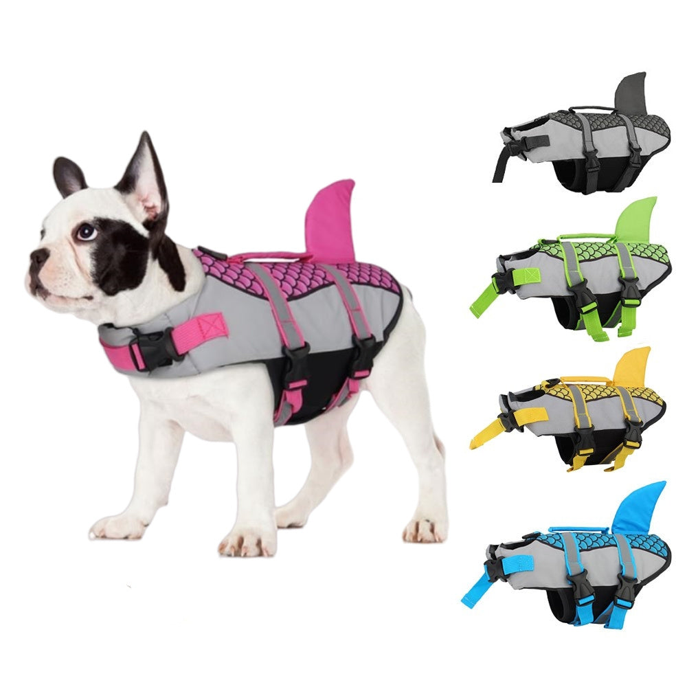 Swim Pet Dog Life Jacket Vest Clothes Life Vest Collar Harness Pets Swimming Summer Swimwear Scales Shark Pet Products - Nyaabs