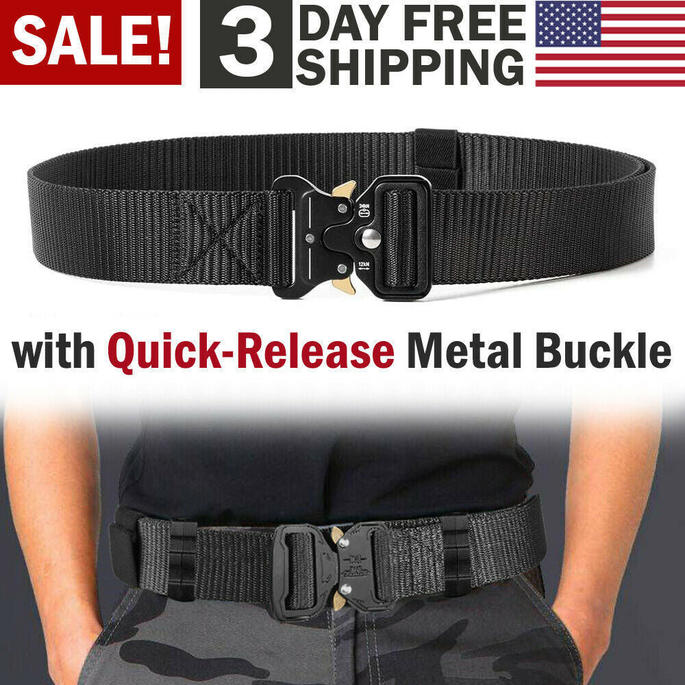 Military Tactical Belt Heavy Duty Security Guard Working Utility Nylon Waistband - Nyaabs