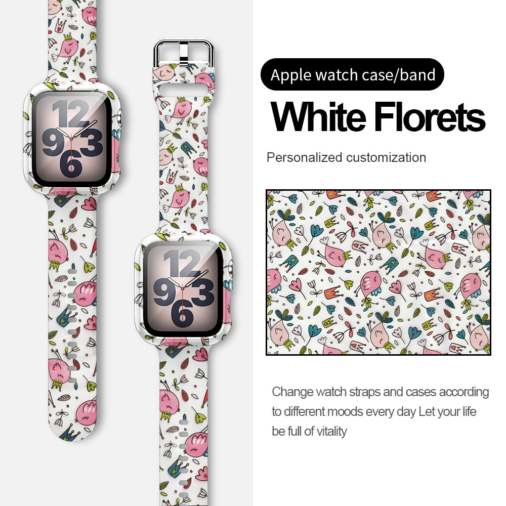 Suitable For Apple Watch Silicone Strap And Case Integrated With Pattern Printing - Nyaabs