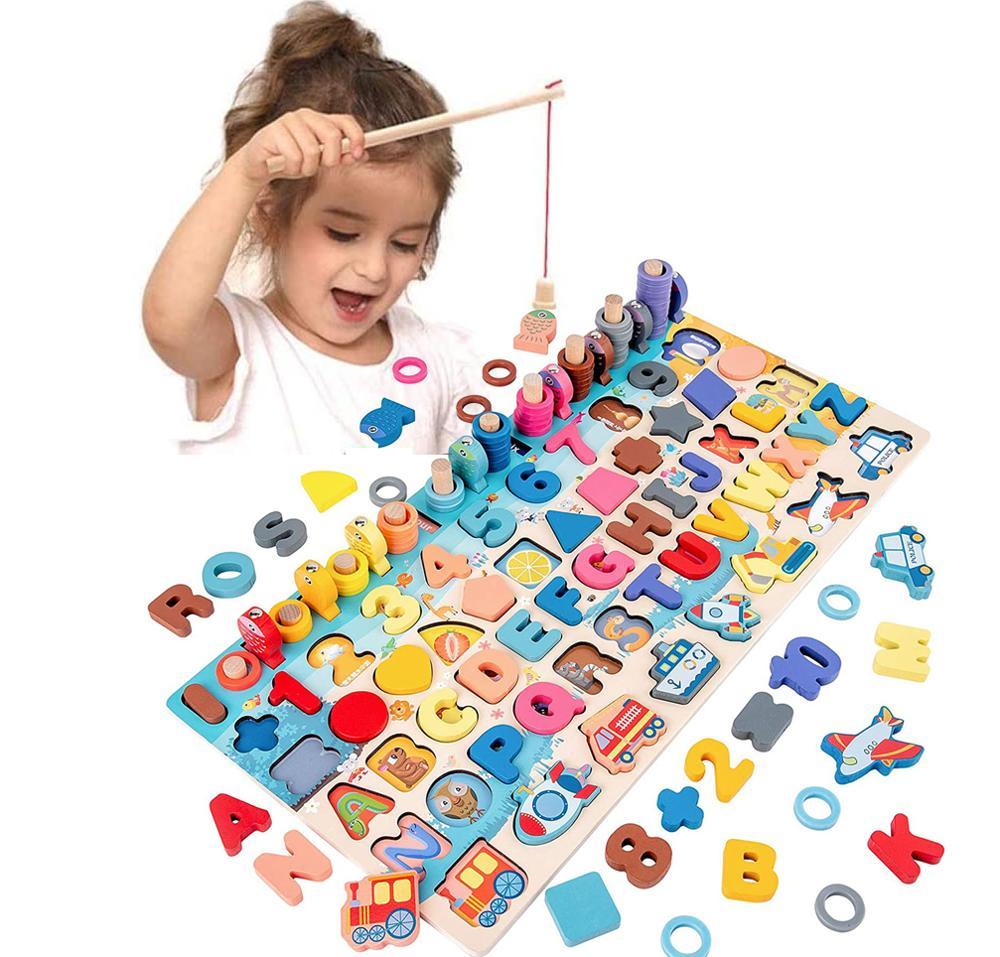 Montessori Educational Wooden Toys for Kids Montessori Toys Board Math Fishing  Montessori Toys Educational for 1 2 3 Years Old - Nyaabs