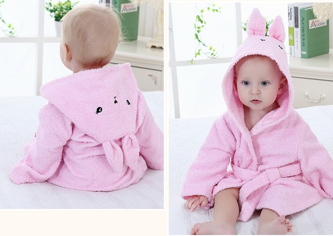 Cartoon Cute Animal Modeling Baby Bath Towels Baby Bathrobes Cotton Children's Bathrobes Baby Hooded - Nyaabs