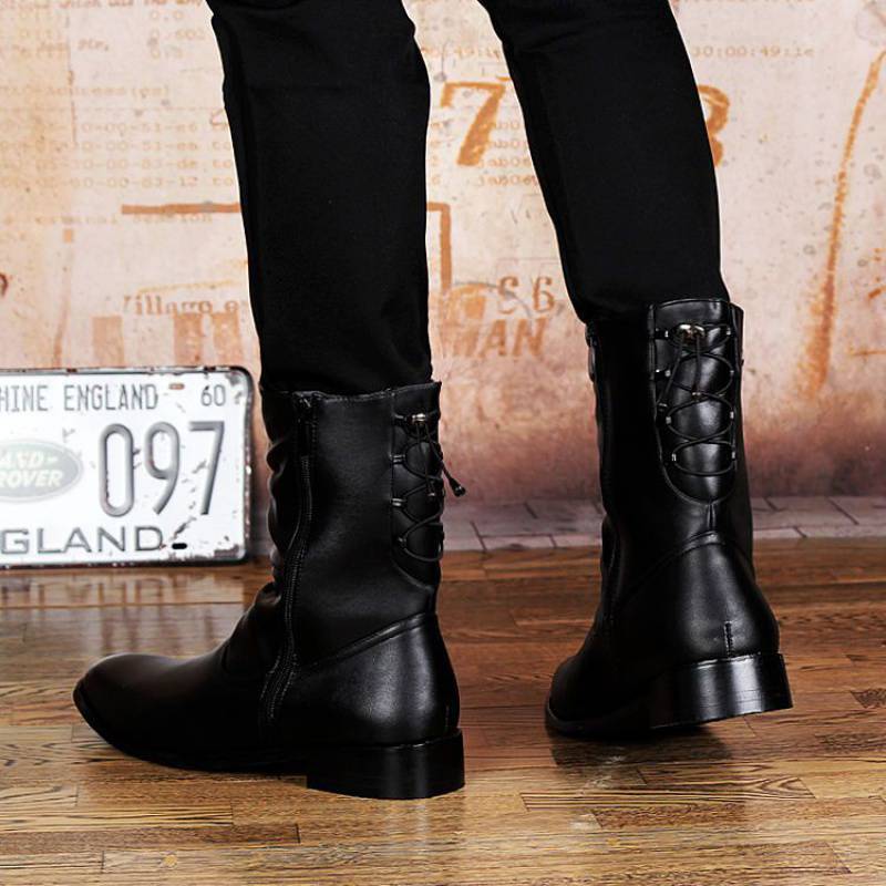 British Fashion Leather Pointed Men's Boots - Nyaabs