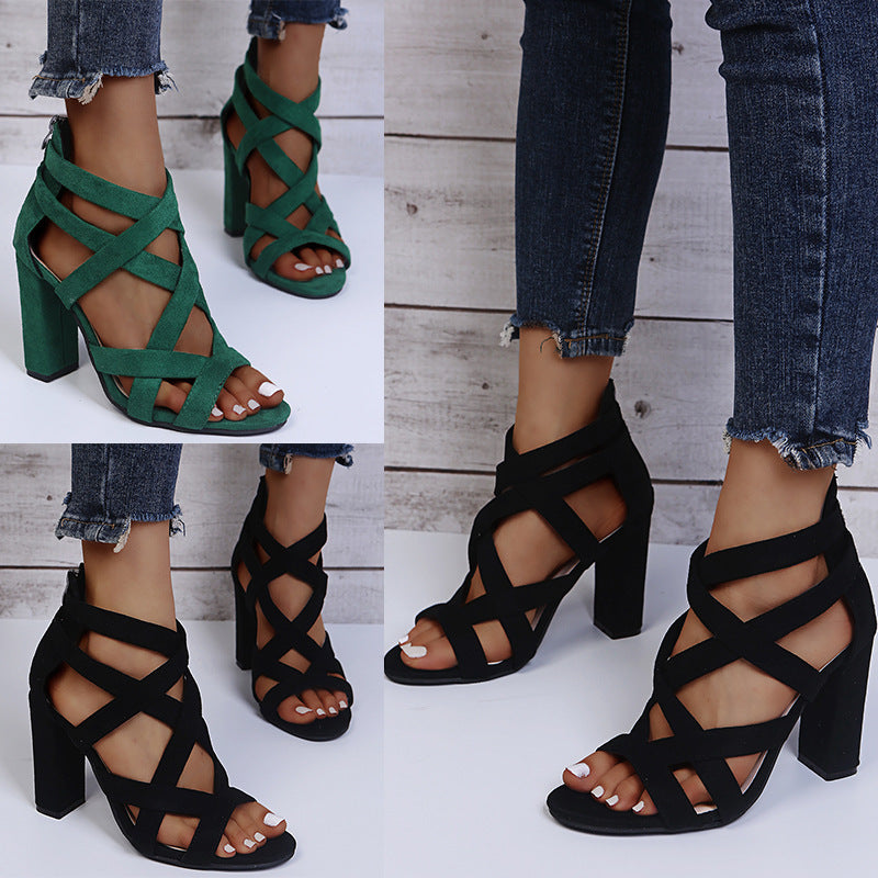 Large Size Thick Heel Women's Sandals nyaabs.com