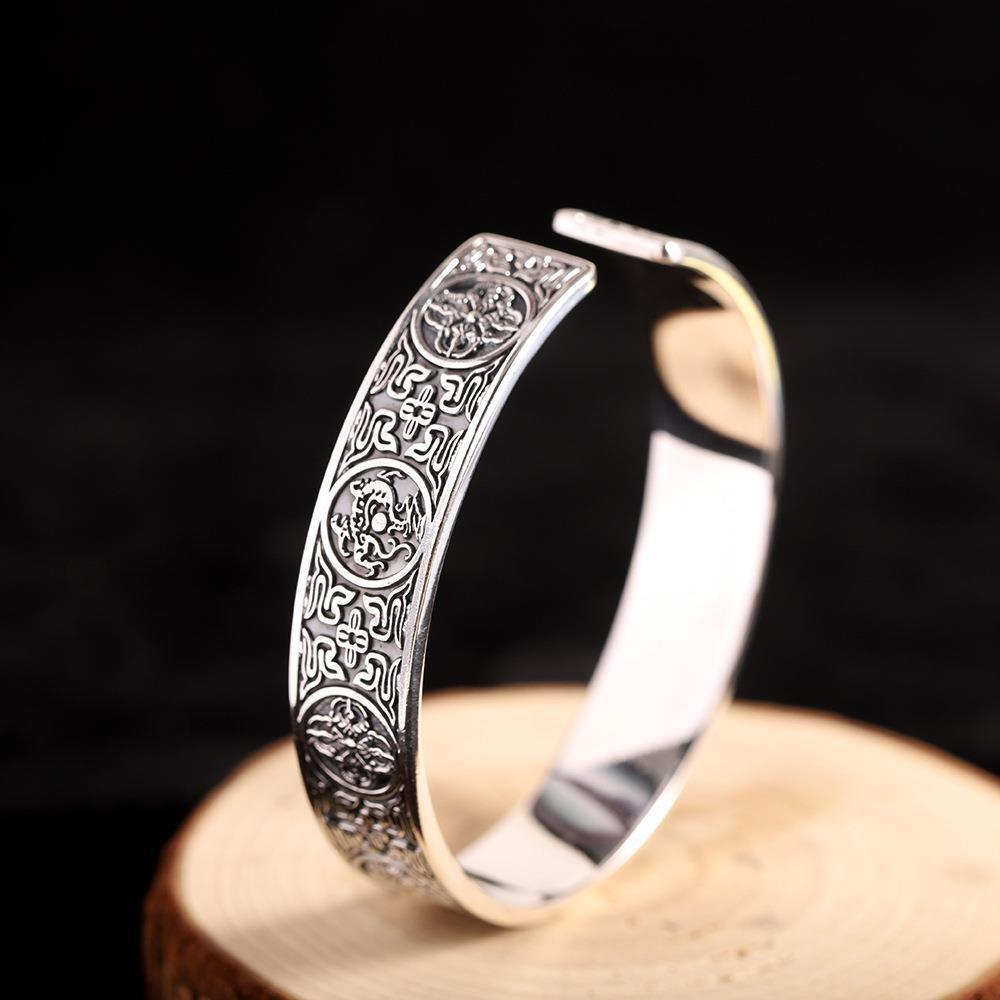 Simple 999 Sterling Silver Bracelet Wide Men - Nyaabs