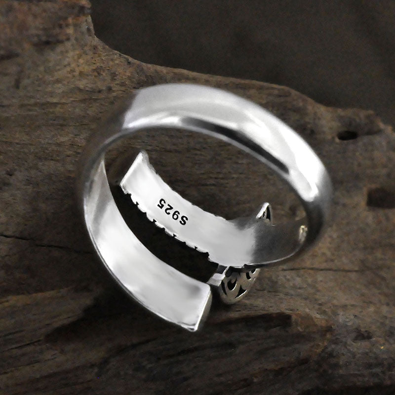 S925 Silver Retro Distressed Ring Men - Nyaabs