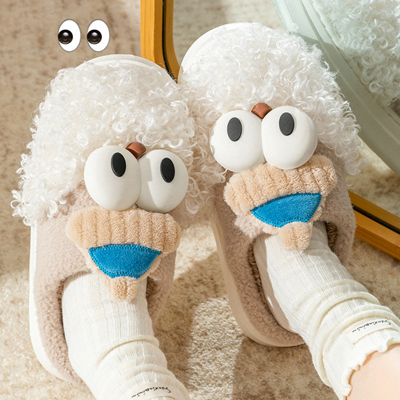 Cartoon Bearded Santa Claus Slippers Home Warm Non-slip Plush   Cotton Shoes Christmas Couple Floor Bedroom Slipper Women Men - Nyaabs