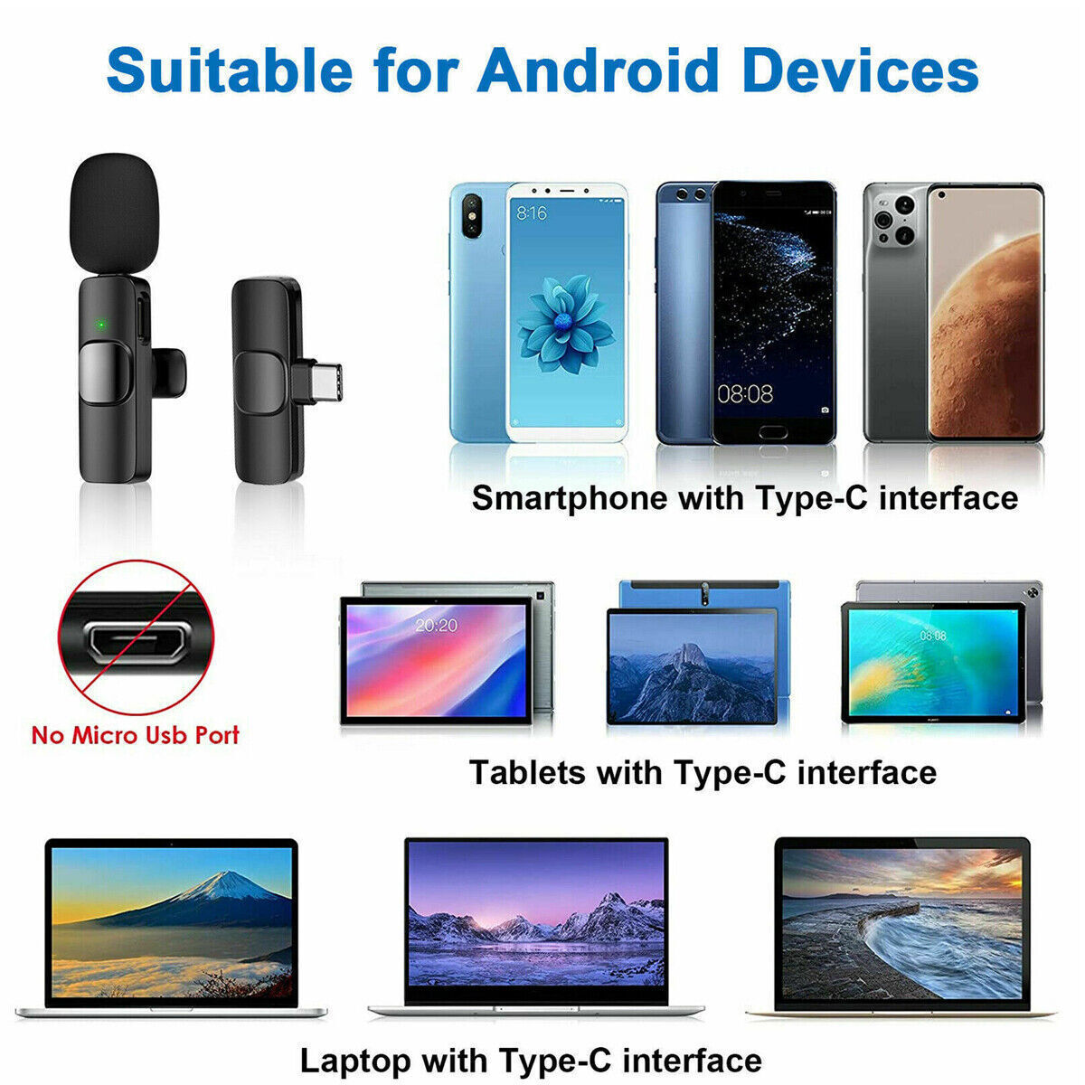 Lavalier Mini Microphone Wireless Audio Video Recording With Phone Charging  Wireless Lavalier Microphone Broadcast Lapel Microphones Set Short Video Recording Chargeable Handheld Microphone Live Stre - Nyaabs