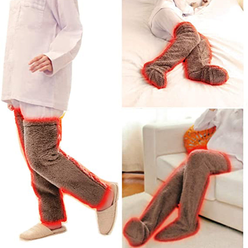 Over Knee High Fuzzy Long Socks Winter Warm Cold Leg Knee Joint Cold-proof Stockings Home Floor Sleeping Socks - Nyaabs