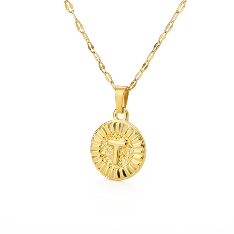 English Alphabet Disc Necklace Women And Men - Nyaabs