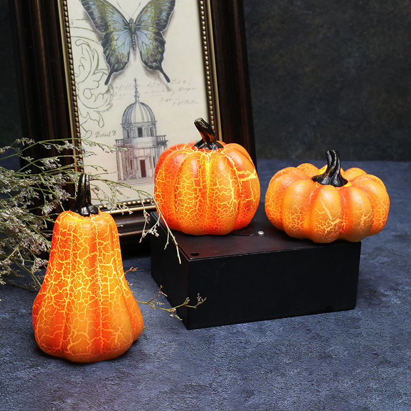 New Halloween Pumpkin Lantern Simulation Pumpkin LED Candle Lamp Resin Luminous Pumpkin nyaabs.com