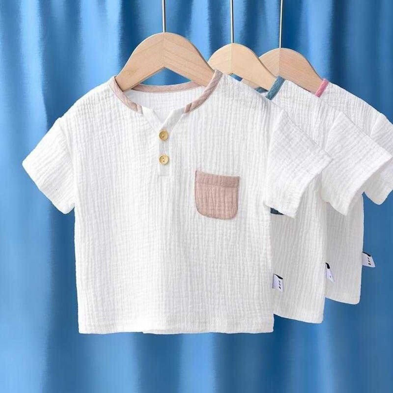 Children's Breathable Half Sleeve Cotton And Linen Top T-shirt - Nyaabs