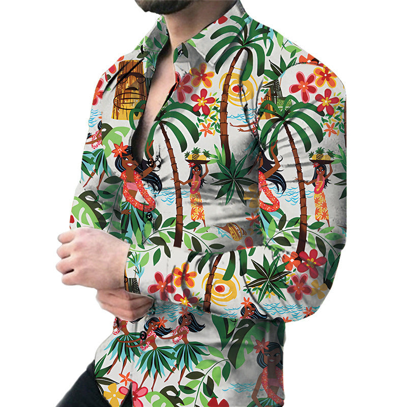 Men's Casual Long Sleeved Large Floral Shirt My Store