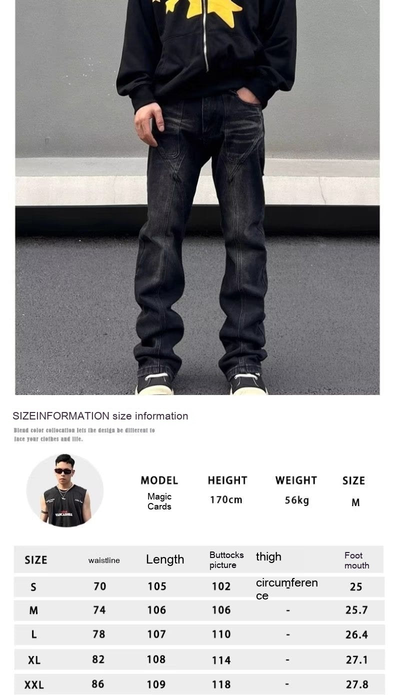 Casual Tapered Straight Washed Jeans Men - Nyaabs