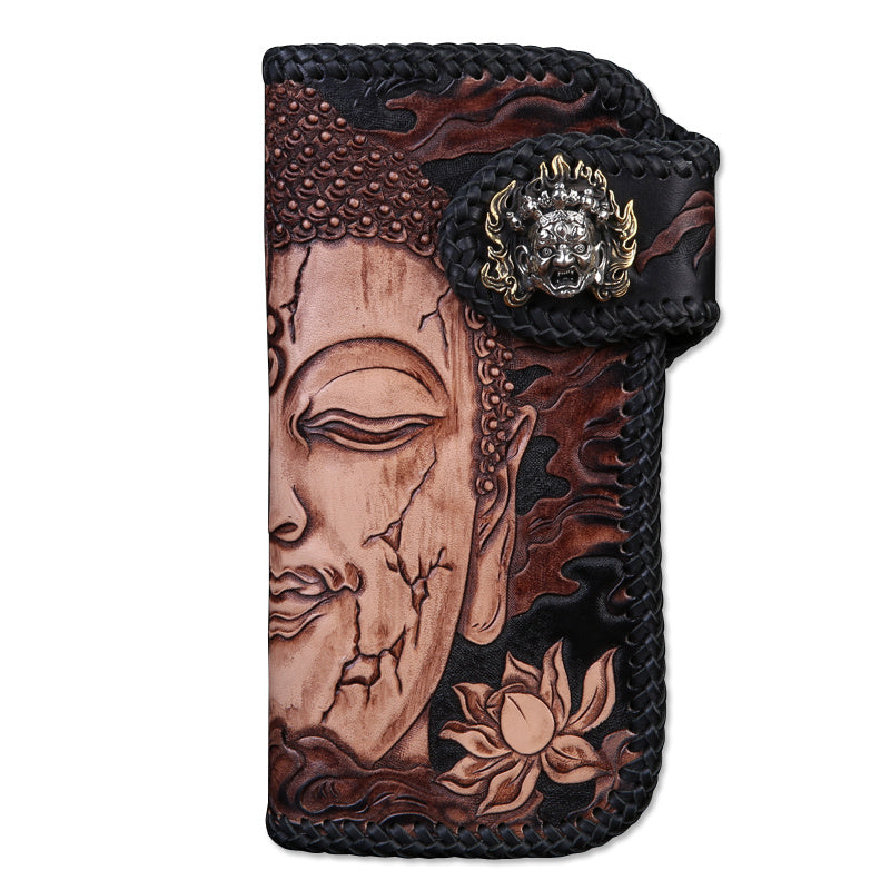 Men's Top Layer Cow Leather Carving Wallet - Nyaabs