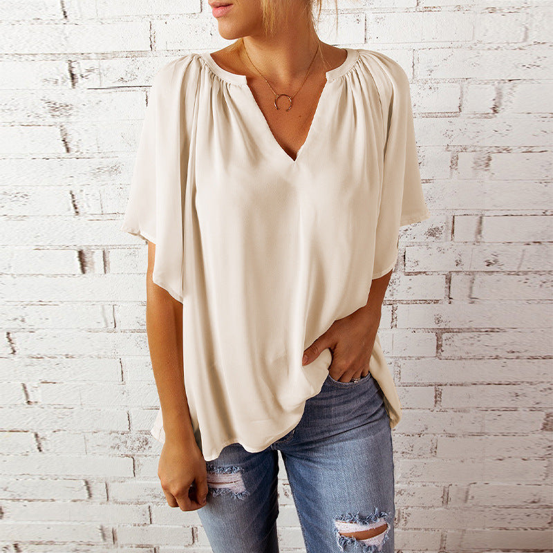 Loose Half Sleeve T-Shirt Pullover Top - Nyaabs