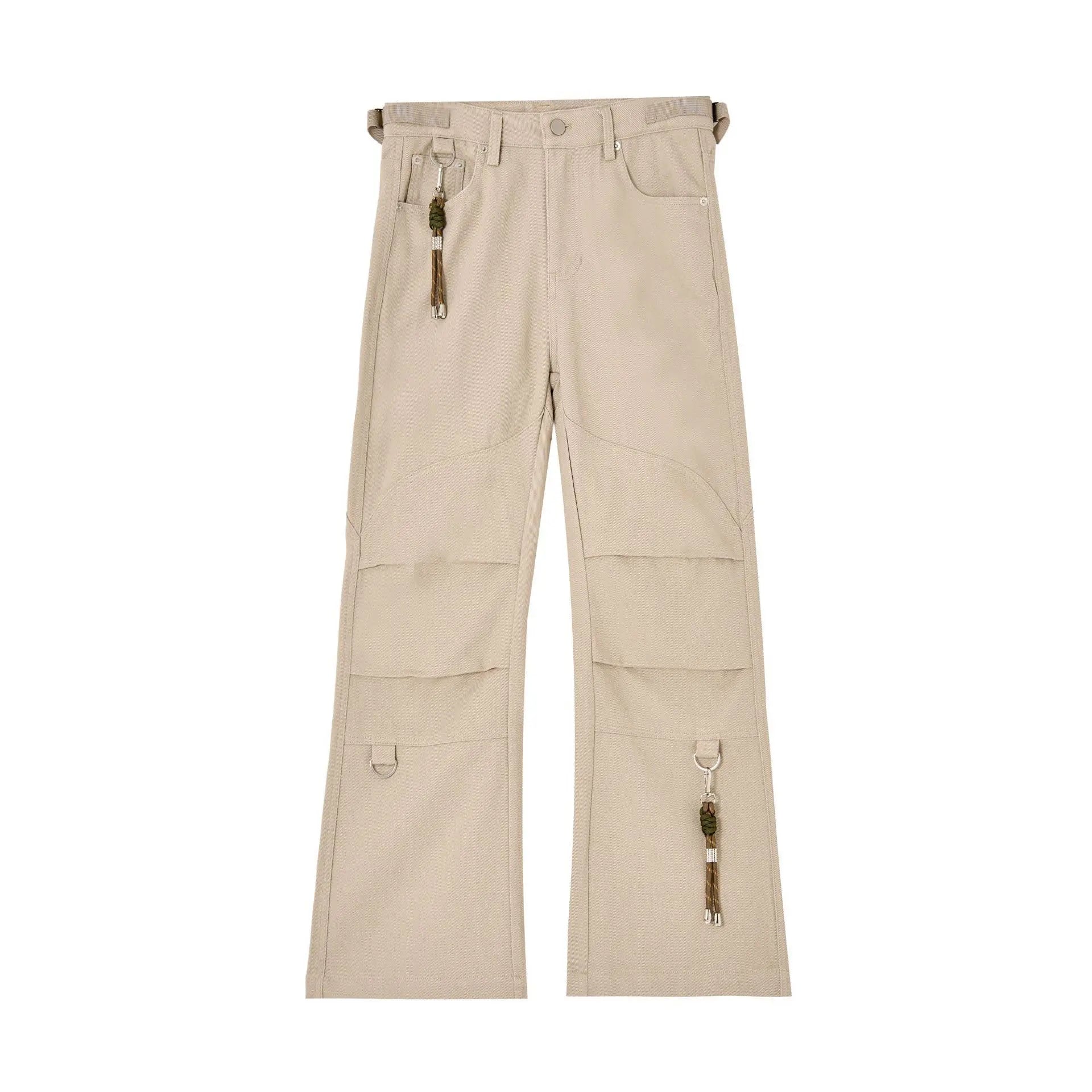 American Workwear Khaki Pleated All-matching Straight Loose Casual Pants - Nyaabs