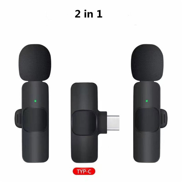 Wireless Lavalier Microphone Portable Audio Video Recording Mini Mic For I Phone Android Long Battery Life Live Broadcast Gaming - Nyaabs