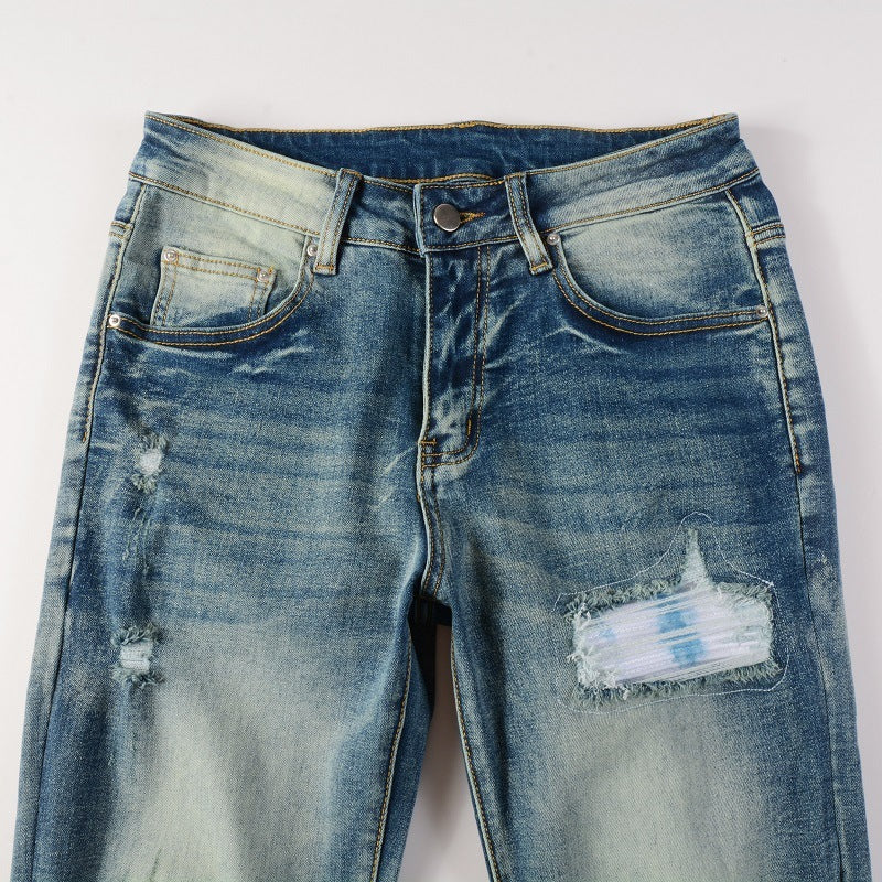 Ripped Color Patch Jeans Retro - Nyaabs