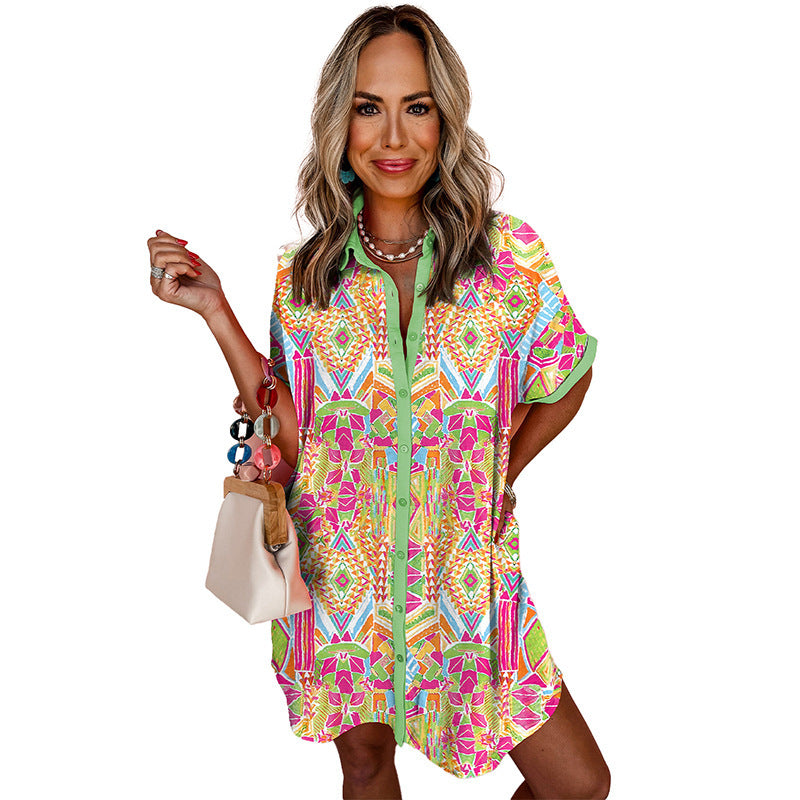 Fashion Geometry Pattern Printed Dress Women nyaabs.com