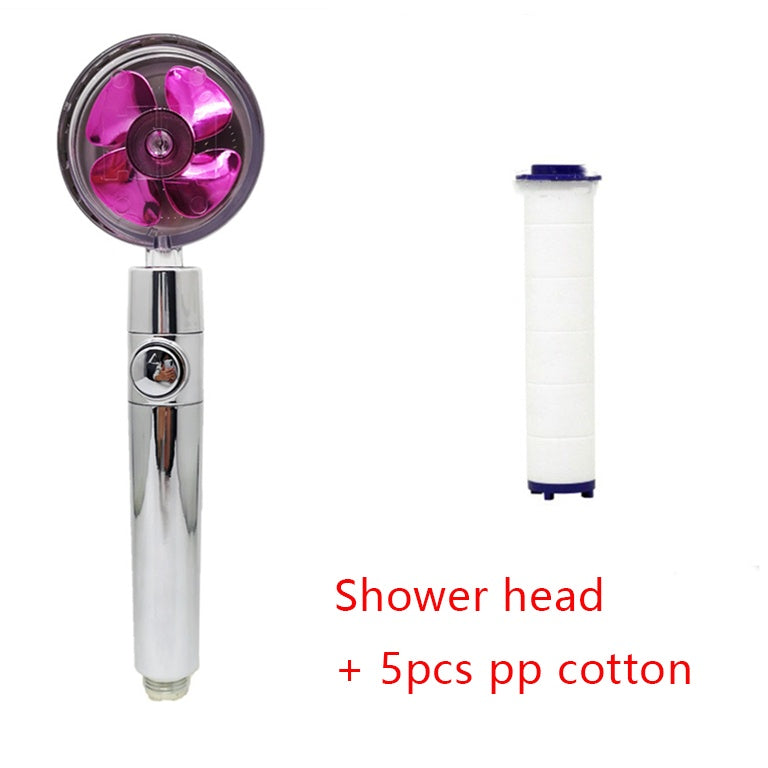 Shower Head Water Saving Flow 360 Degrees Rotating With Small Fan ABS Rain High Pressure Spray Nozzle Bathroom Accessories nyaabs.com