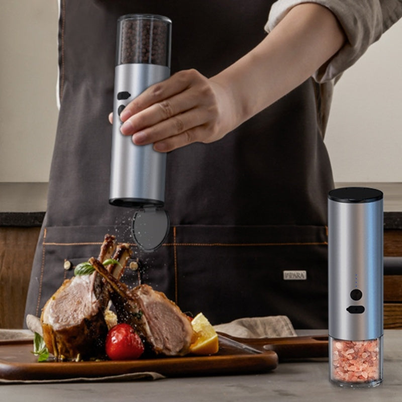 Electric Food Corn Soybean Salt And Pepper Grinder Mill Machine Rechargeable Electric Pepper And Salt Grinder Set With LED Kitchen Gadgets - Nyaabs