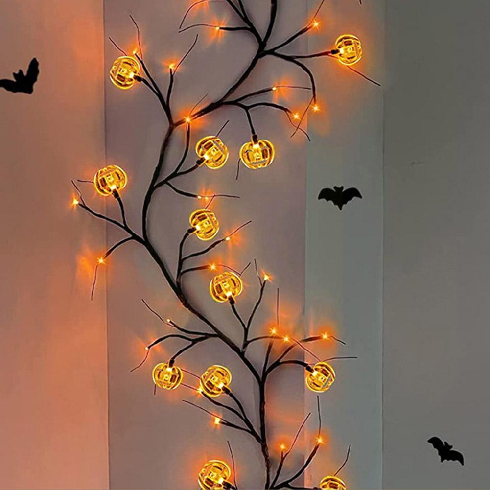 Halloween LED Willow Vine String Light Cool Cartoon Bat Pumpkin Decoration For Indoor Outdoor Party House Decor - Nyaabs