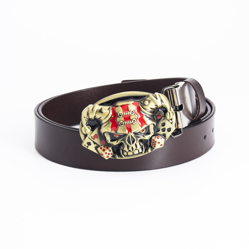 Fashion Simple Skull Shape Leather Belt - Nyaabs