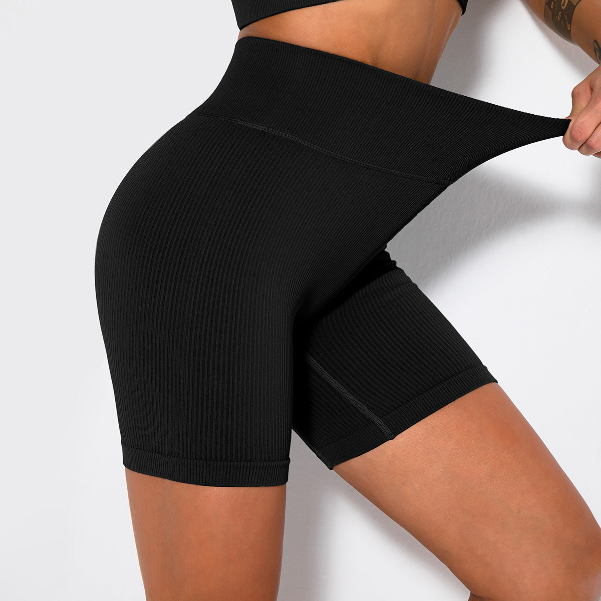 Seamless Knitted Sexy Sports Short-sleeved Shorts Yoga Wear Fitness Suit - Nyaabs