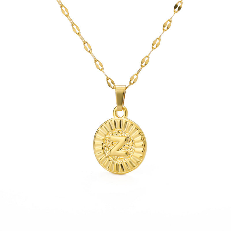 English Alphabet Disc Necklace Women And Men - Nyaabs