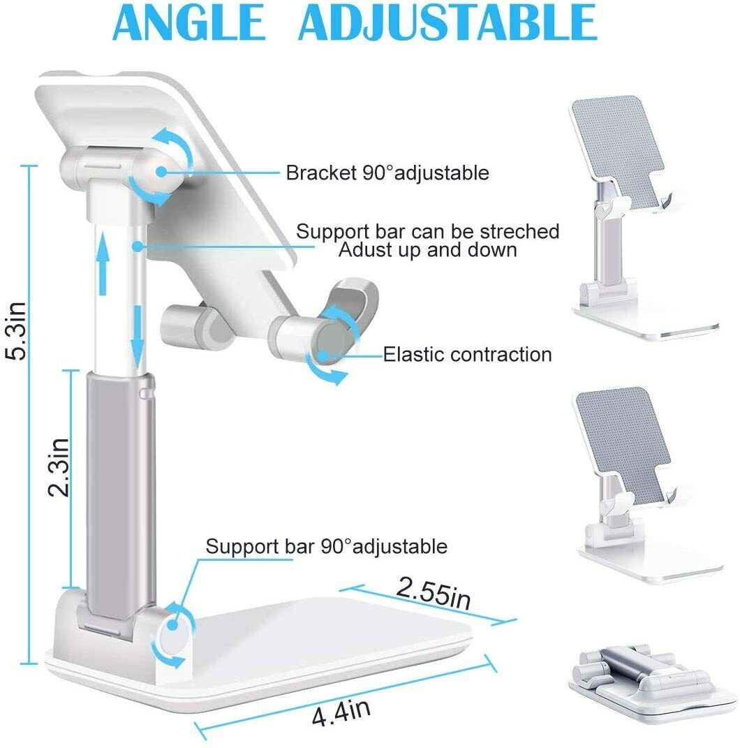 Cell Phone Stand Desktop Holder Tablet Stand Mount Mobile Phone Desktop Tablet Holder Table Cell Foldable Extend Support Desk Mobile Phone Holder Stand - Nyaabs