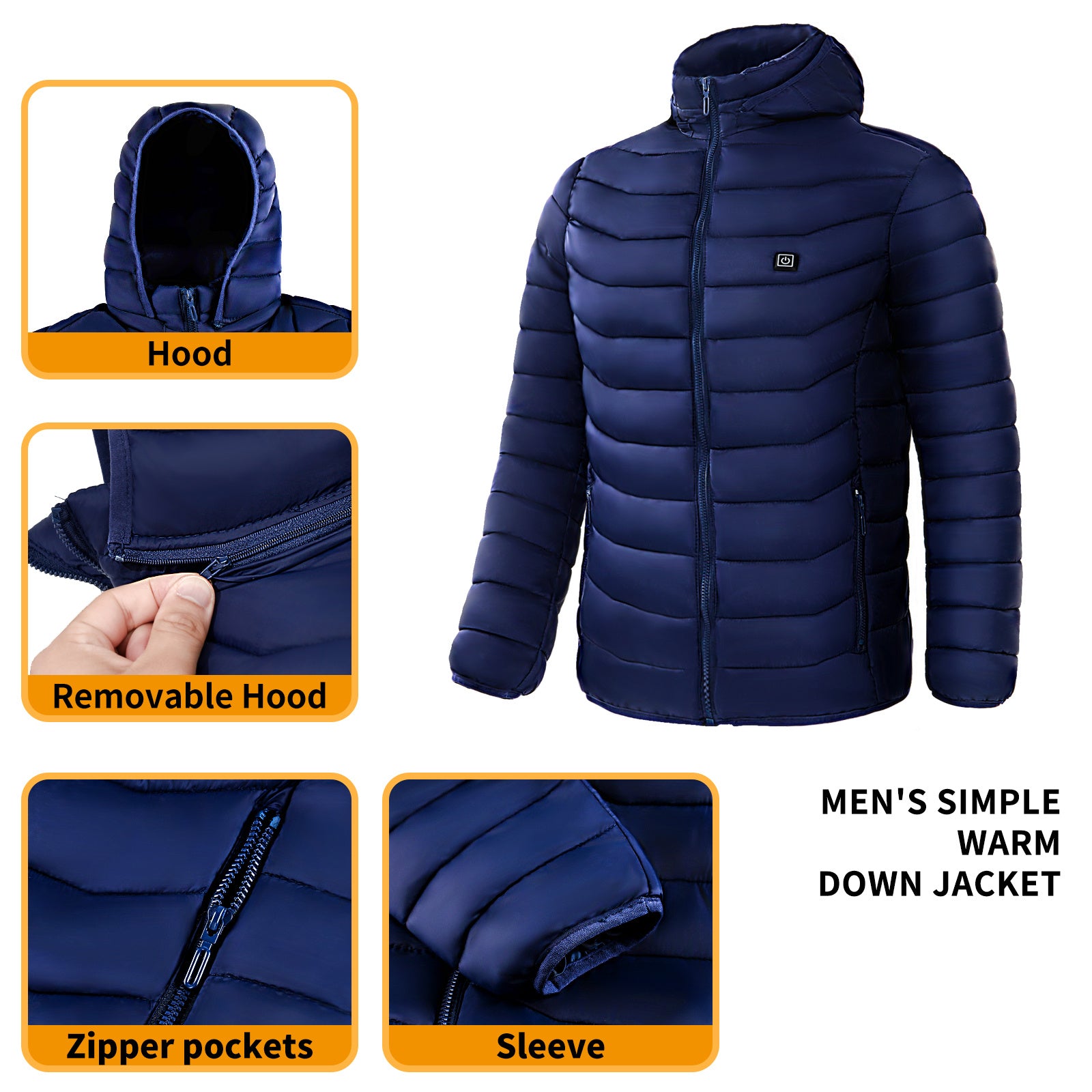 Men Heated Puffer Jacket Electric Heating Coat Insulated Hood Windbreaker 9Heat Zones - Nyaabs