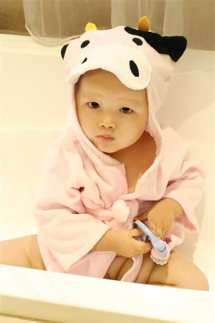 Cartoon Cute Animal Modeling Baby Bath Towels Baby Bathrobes Cotton Children's Bathrobes Baby Hooded - Nyaabs