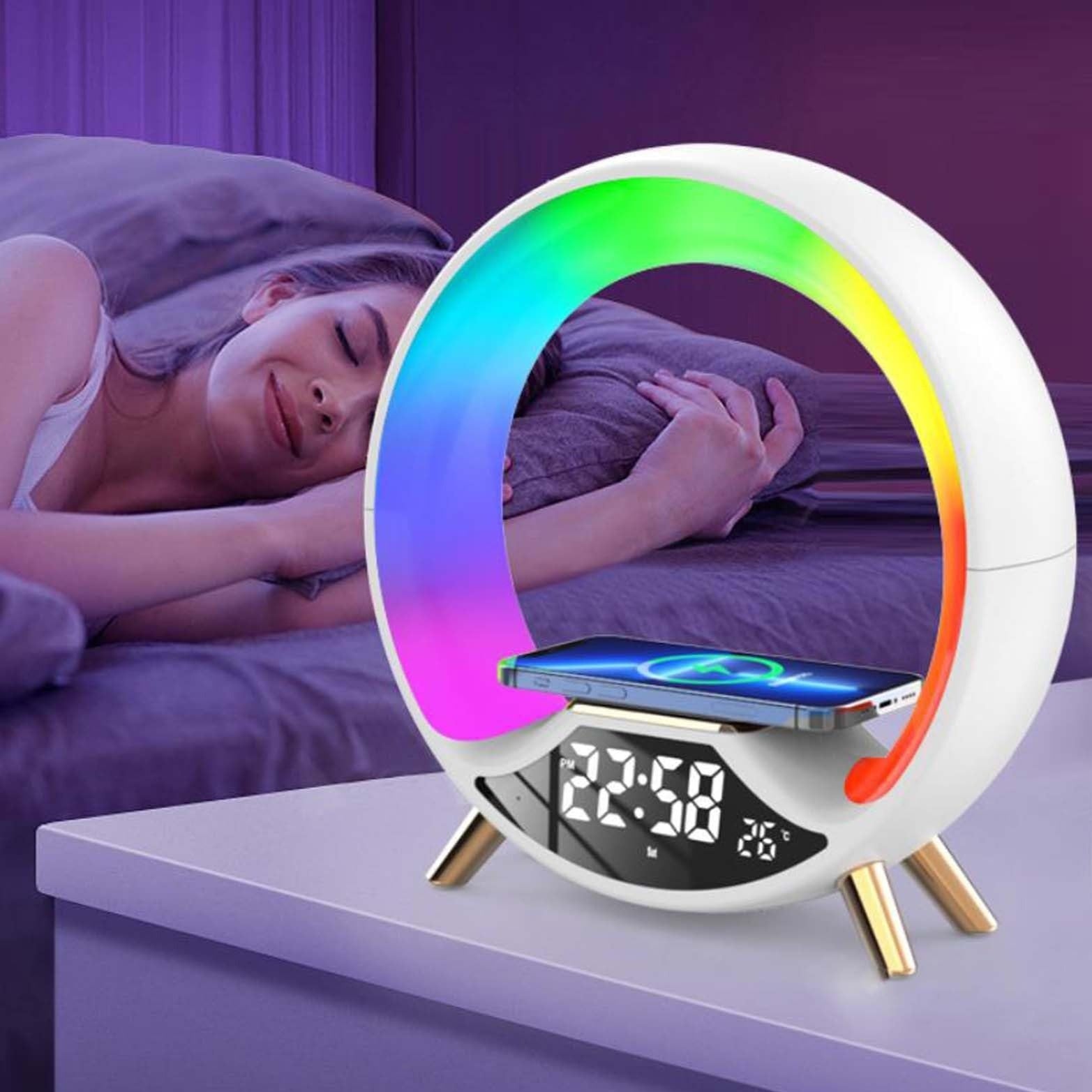 O Light Three In One Wireless Charging Multifunctional Bluetooth Speaker Night Light - Nyaabs