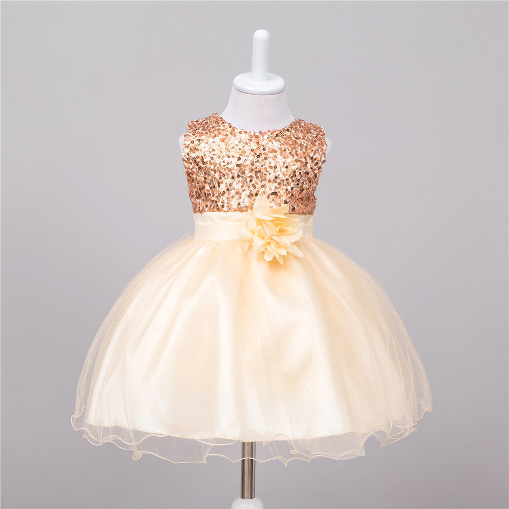 Baby Sequin Dress Flower Girl Wedding Princess Dress - Nyaabs