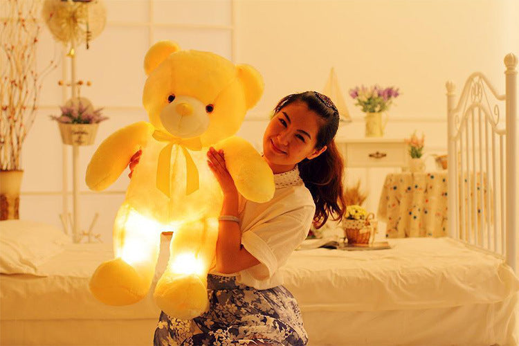 Creative Light Up LED Teddy Bear Stuffed Animals Plush Toy Colorful Glowing Christmas Gift For Kids Pillow - Nyaabs