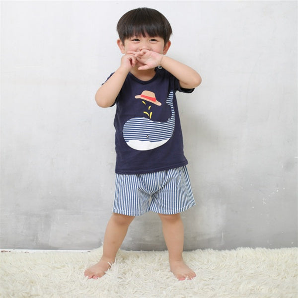 Cartoon Clothing Baby Boy Summer Clothes T-shirt Baby Girl Casual Clothing Sets - Nyaabs