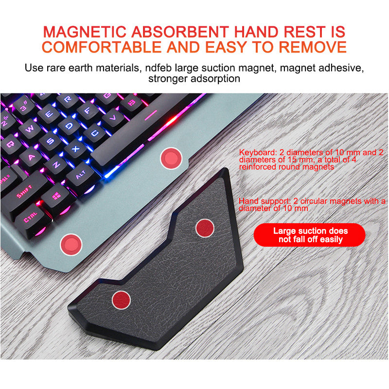 ErgonomicWired Gaming Keyboard with RGB Backlight Phone Holder - Nyaabs